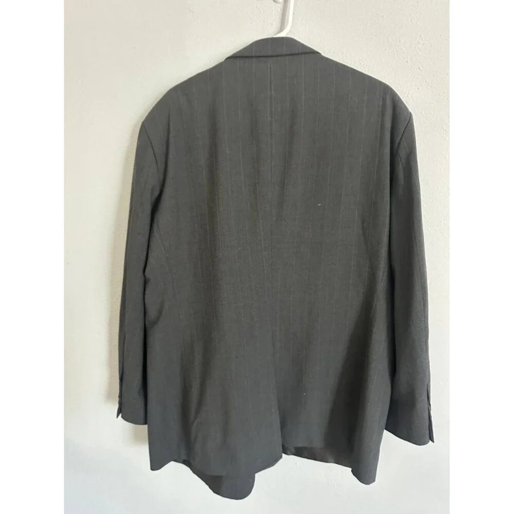 Stafford Washable Wardrobe Gray Pinstripe Blazer Men’s 44 Short Wool Blend